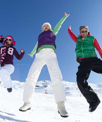 happy people on ski slope